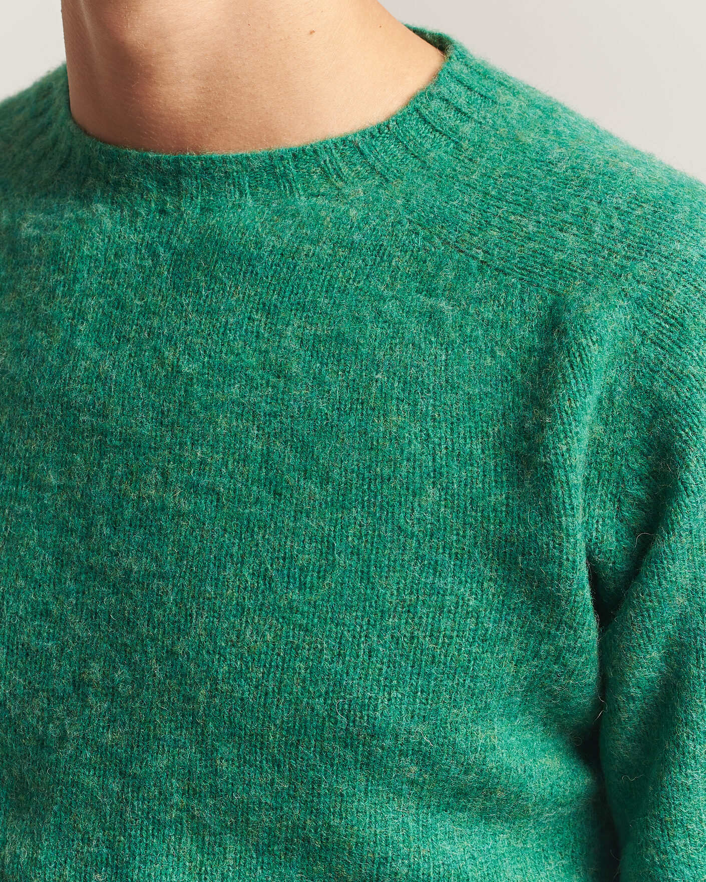 Hombres | Jerséis y prendas de punto | Harley Of Scotland | Brushed Supersoft Lambswool Crewneck Evergreen