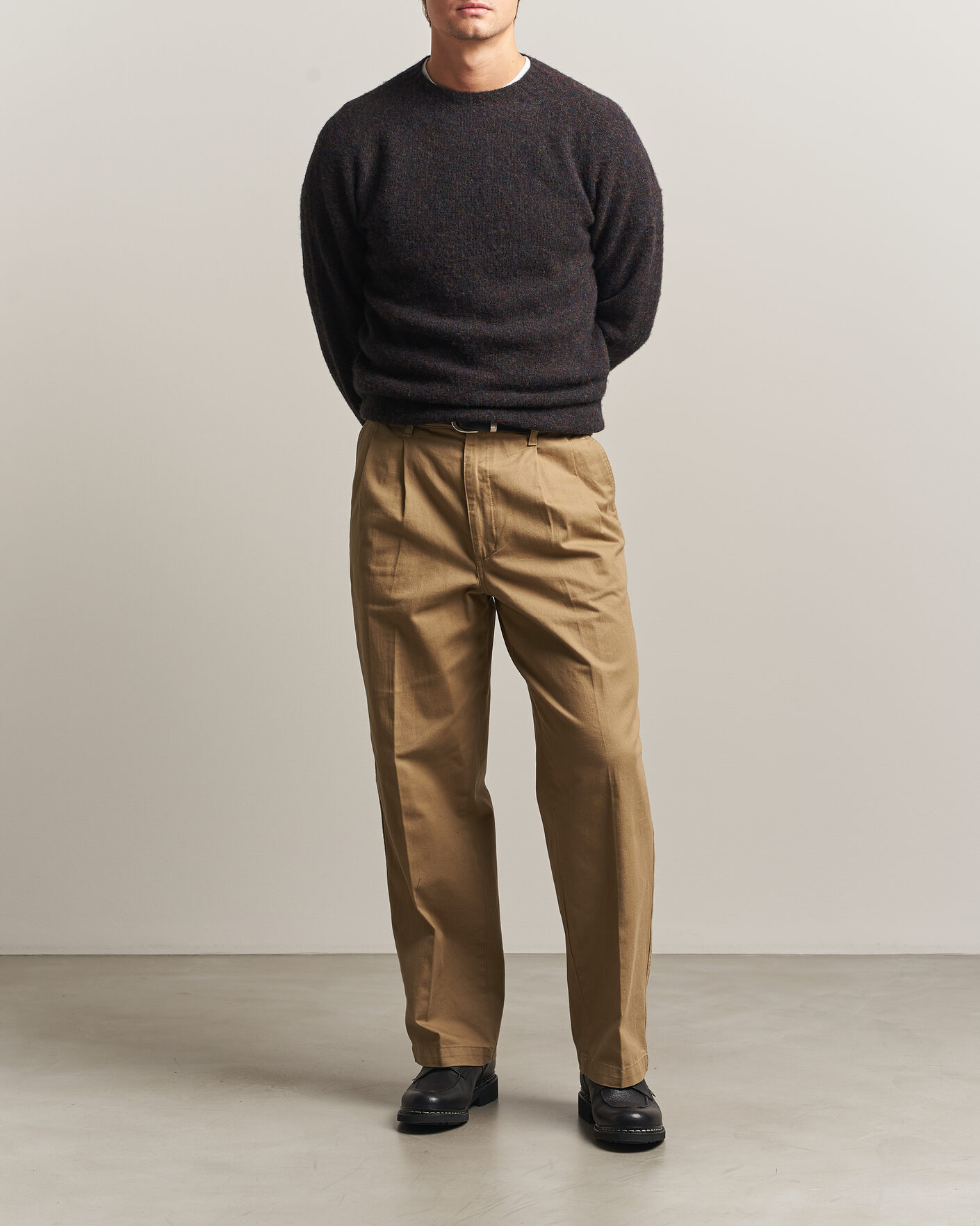 Hombres | Jerséis y prendas de punto | Harley Of Scotland | Brushed Supersoft Lambswool Crewneck Volcano