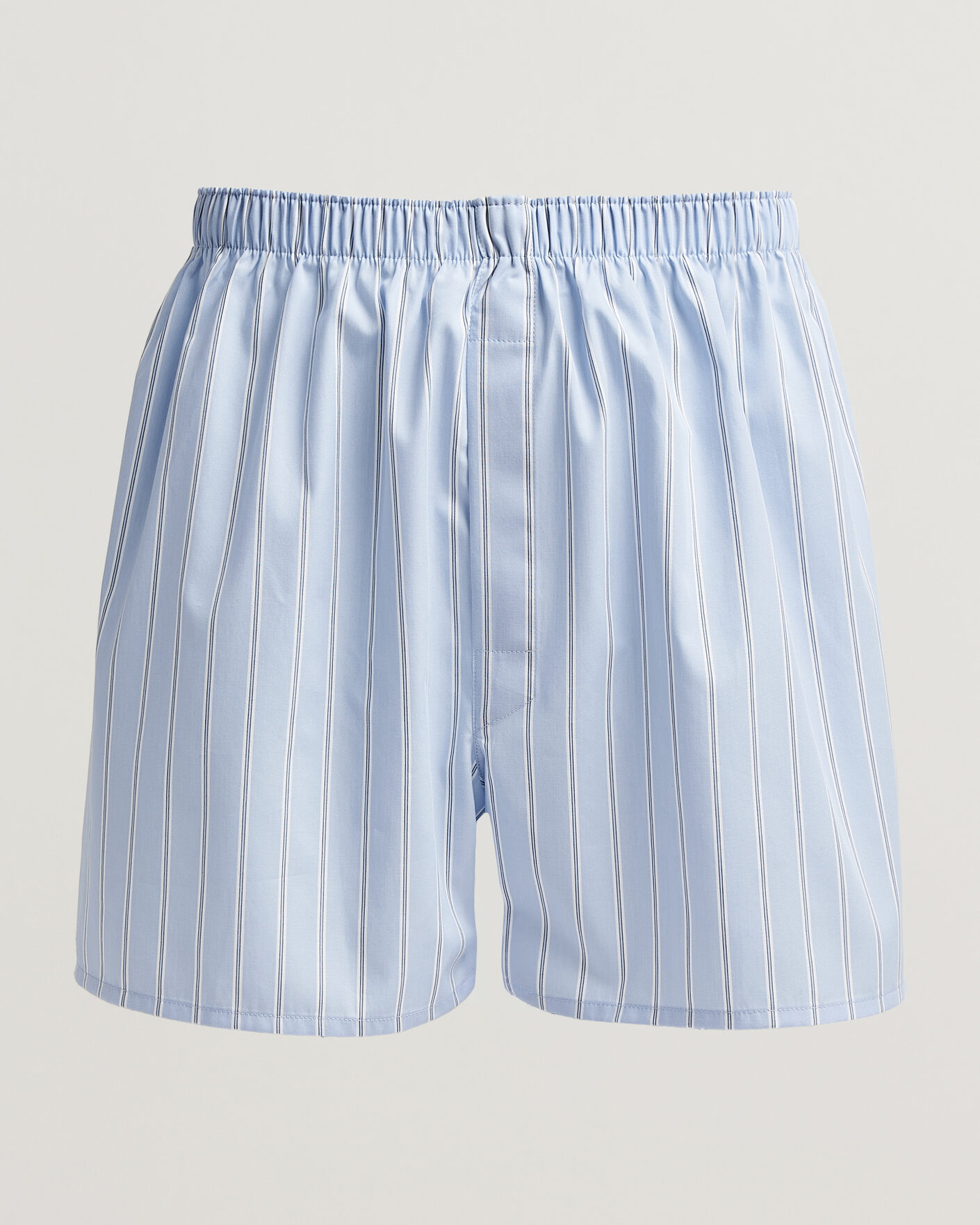 Hombres | Ropa interior y calcetines | Sunspel | Classic Woven Cotton Boxer Shorts Blue Wide Stripe