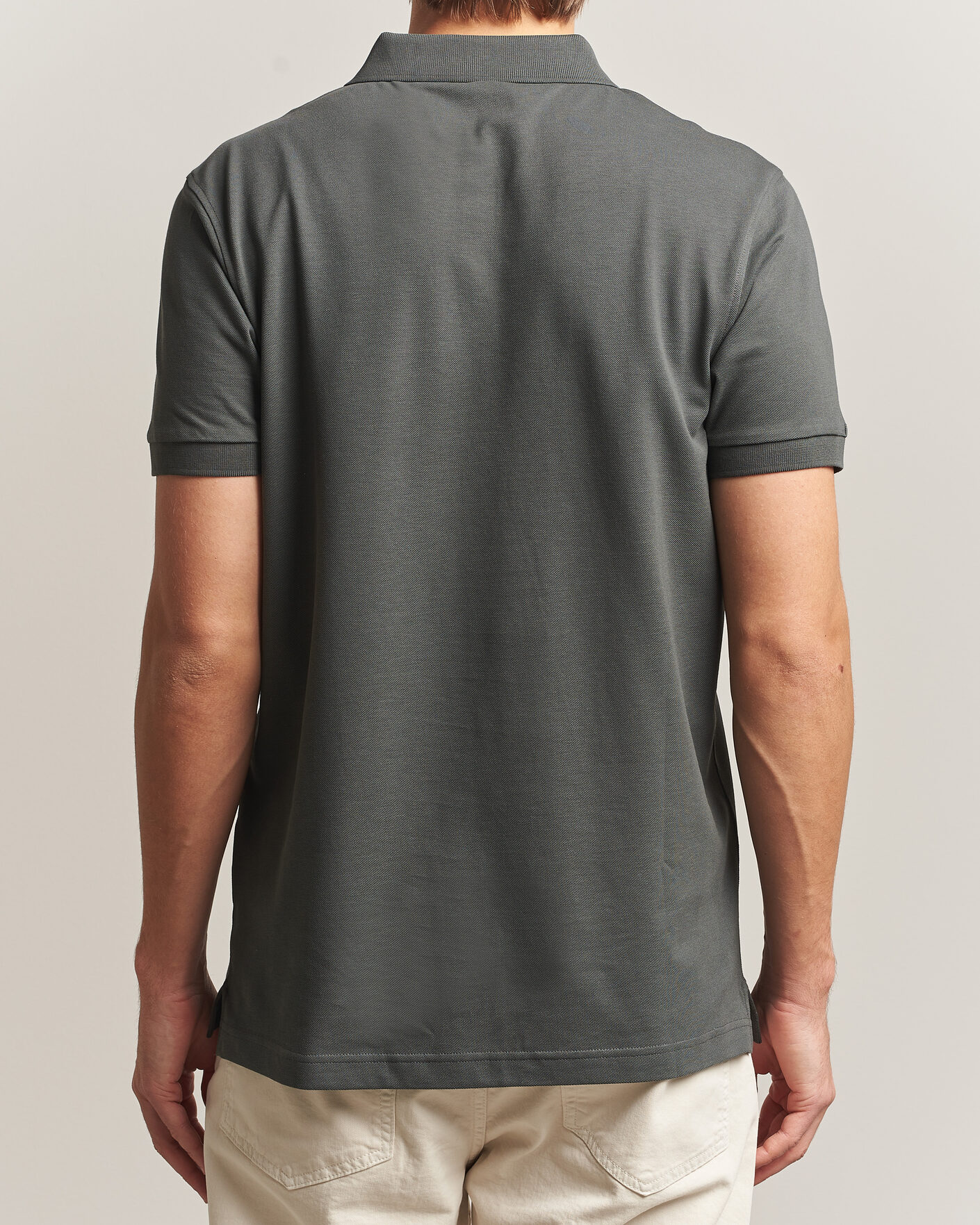 Hombres | Polos | Sunspel | Short Sleeve Pique Polo Slate Green