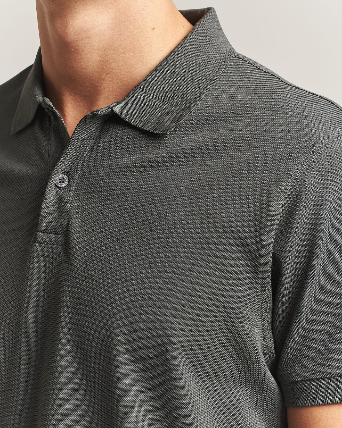 Hombres | Polos | Sunspel | Short Sleeve Pique Polo Slate Green