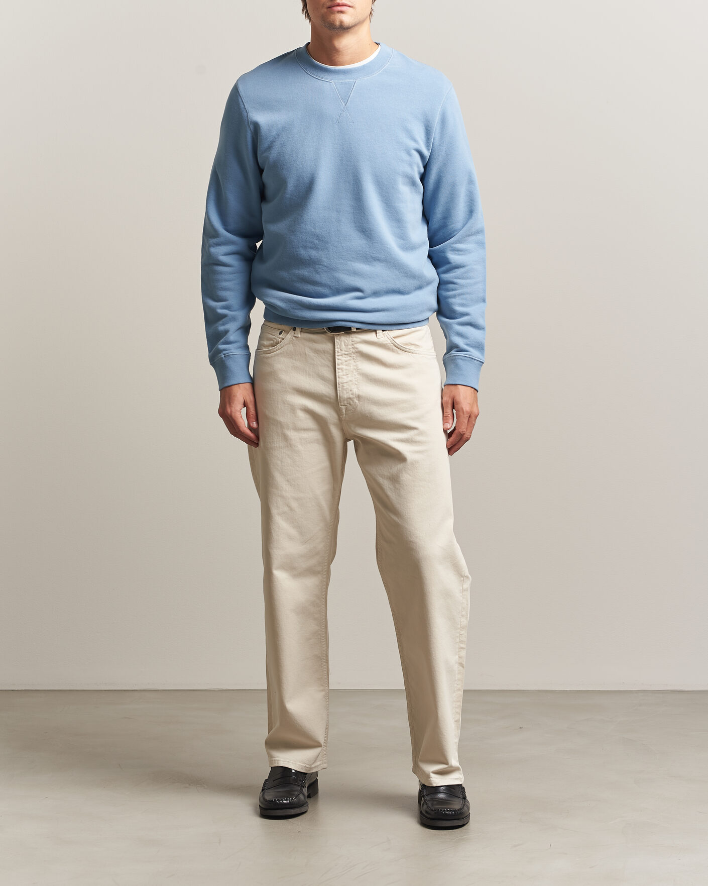 Hombres | Jerséis y prendas de punto | Sunspel | Loopback Sweatshirt Studio Blue