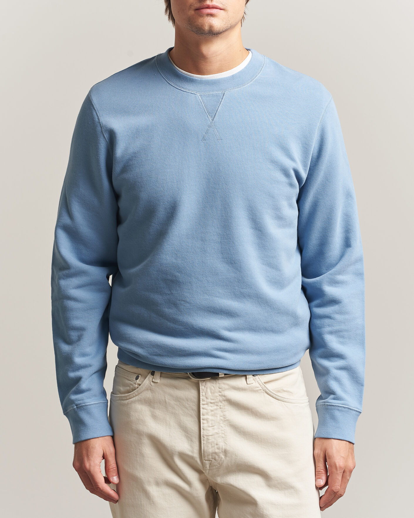 Hombres | Jerséis y prendas de punto | Sunspel | Loopback Sweatshirt Studio Blue