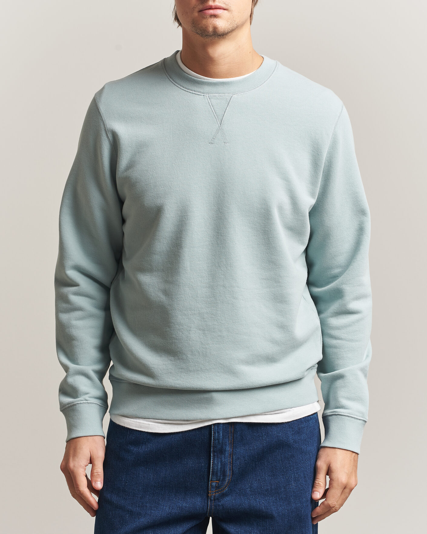 Hombres | Jerséis y prendas de punto | Sunspel | Loopback Sweatshirt Light Green
