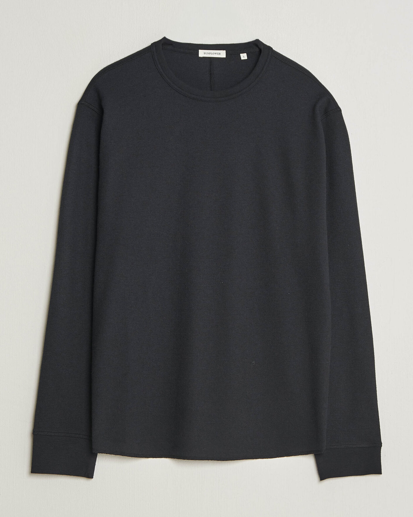 Hombres | Camisetas | Sunflower | Wool Waffle Long Sleeve T-Shirt Black