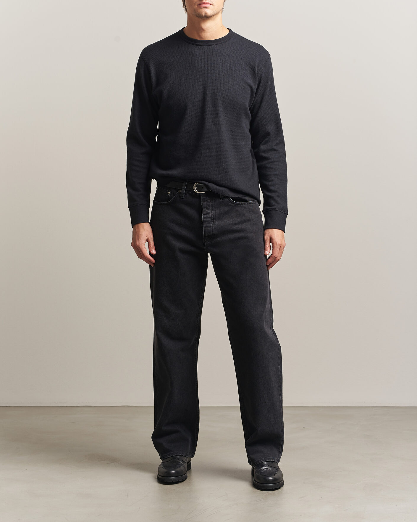 Hombres | Camisetas | Sunflower | Wool Waffle Long Sleeve T-Shirt Black