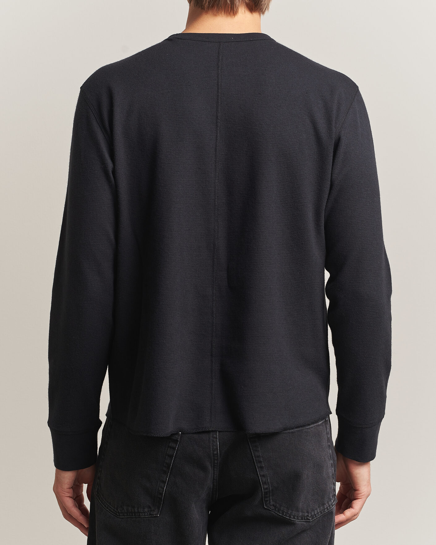Hombres | Camisetas | Sunflower | Wool Waffle Long Sleeve T-Shirt Black