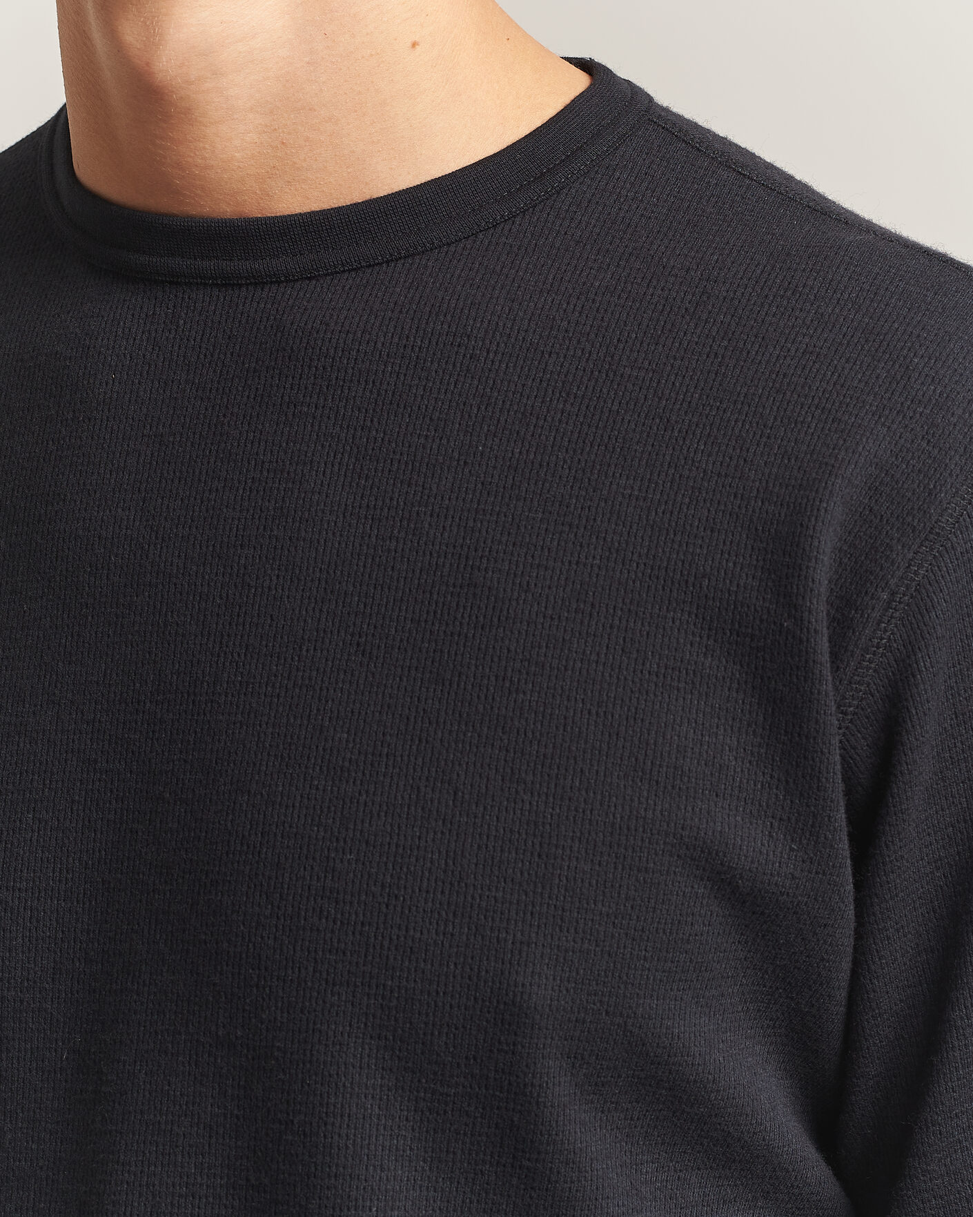 Hombres | Camisetas | Sunflower | Wool Waffle Long Sleeve T-Shirt Black