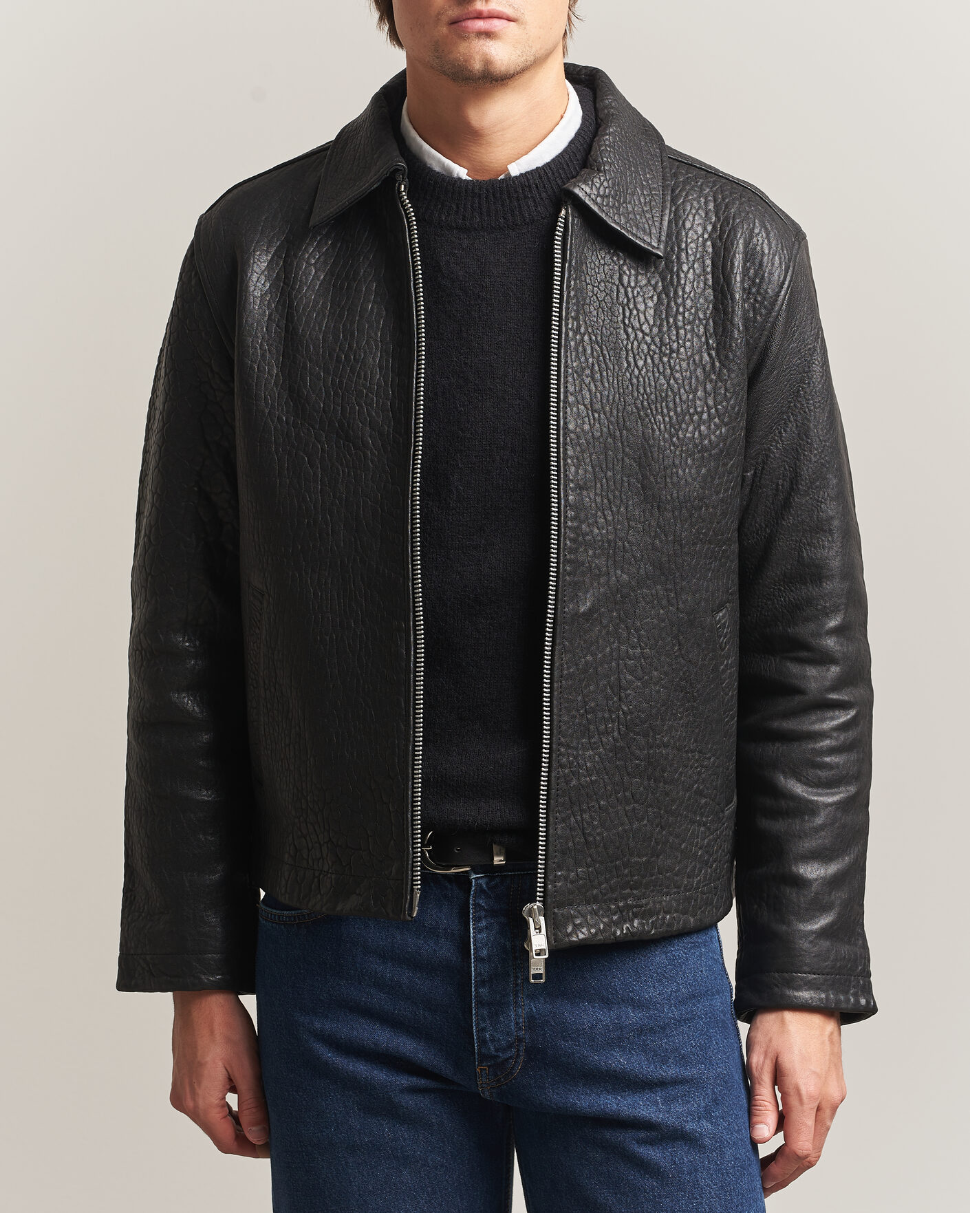 Hombres | Abrigos y chaquetas | Sunflower | Short Leather Jacket Black