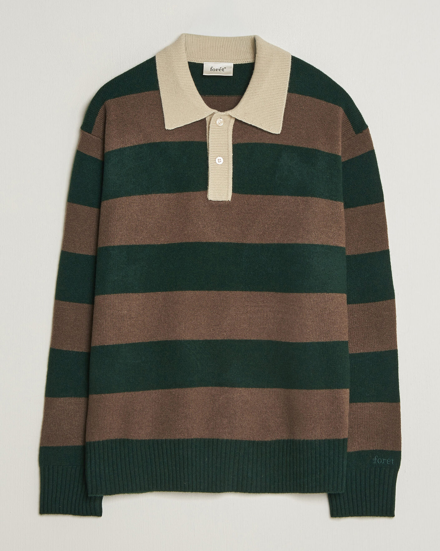 Hombres | Jerséis y prendas de punto | Forét | Frost Stripe Knit Polo Deep Green