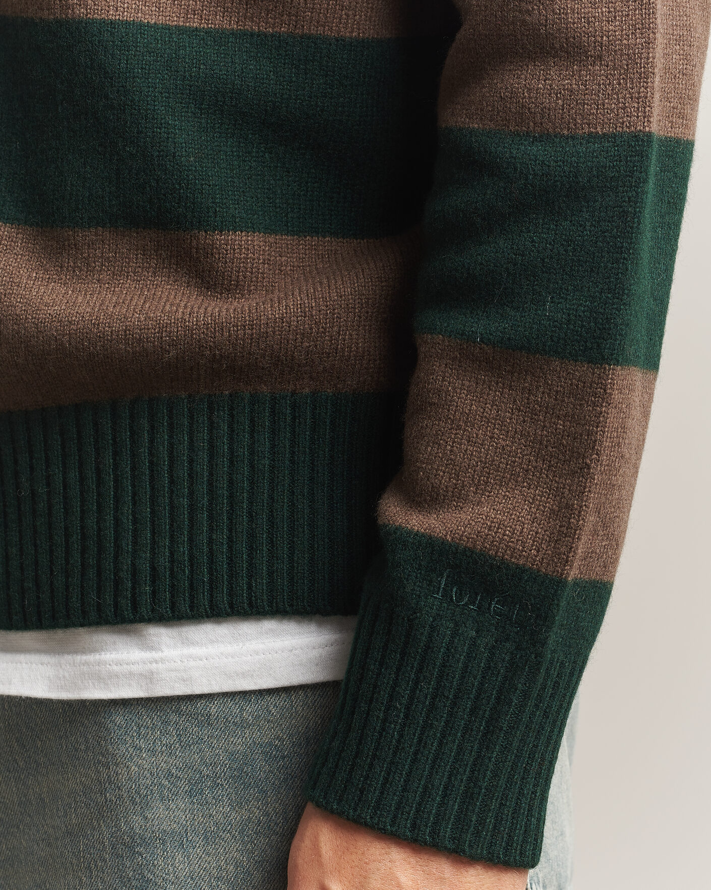 Hombres | Jerséis y prendas de punto | Forét | Frost Stripe Knit Polo Deep Green