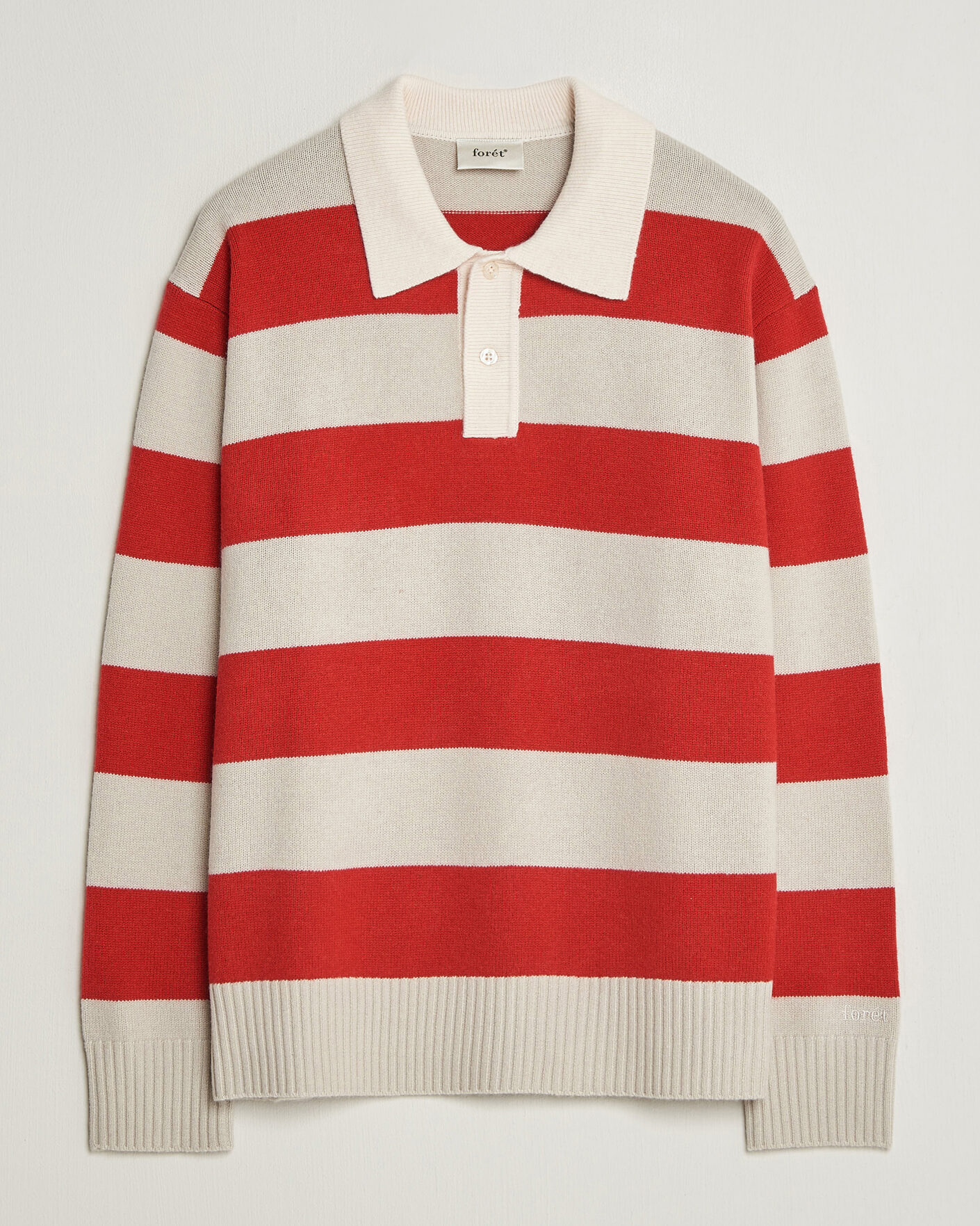 Hombres | Jerséis y prendas de punto | Forét | Frost Stripe Knit Polo Red