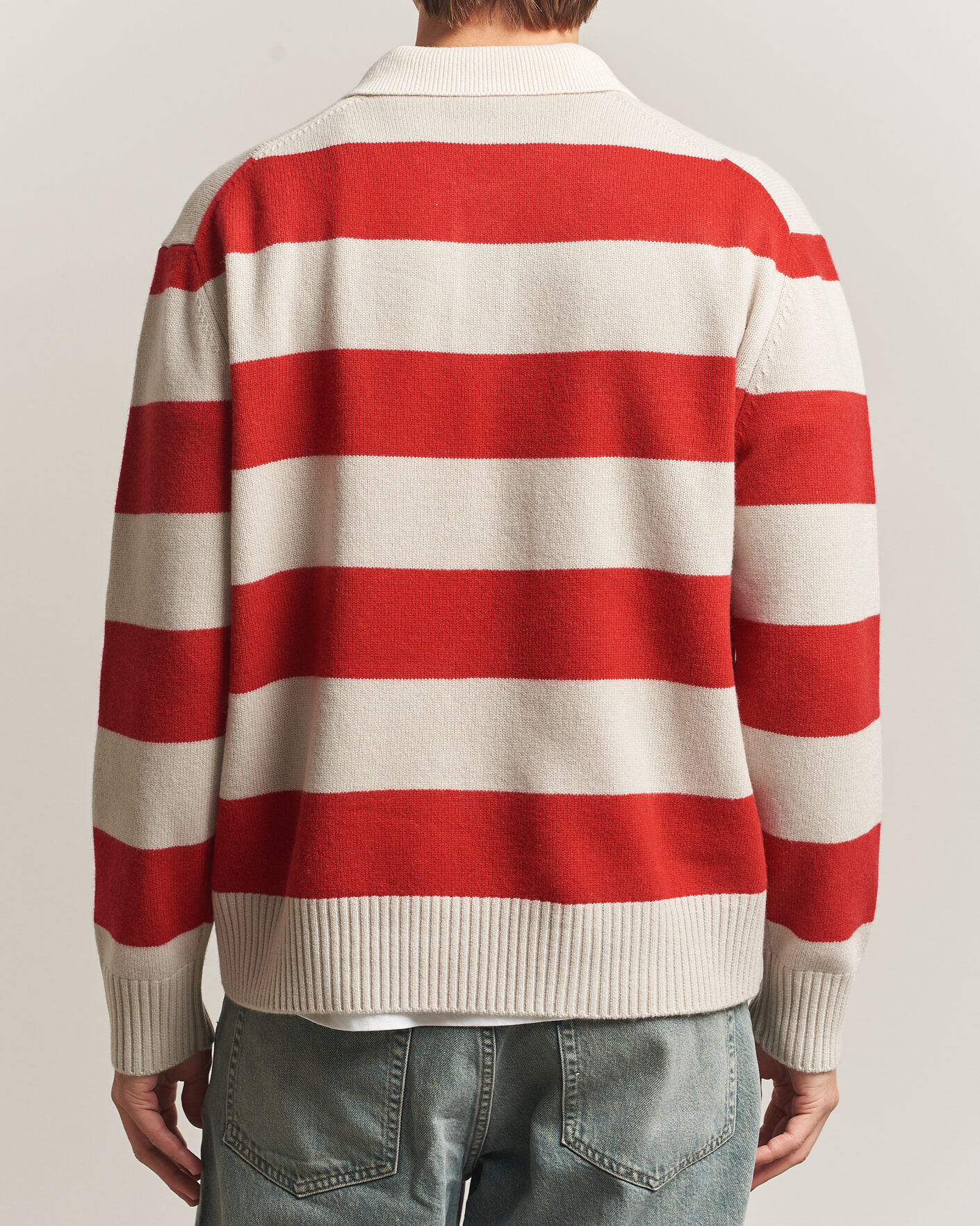 Hombres | Jerséis y prendas de punto | Forét | Frost Stripe Knit Polo Red
