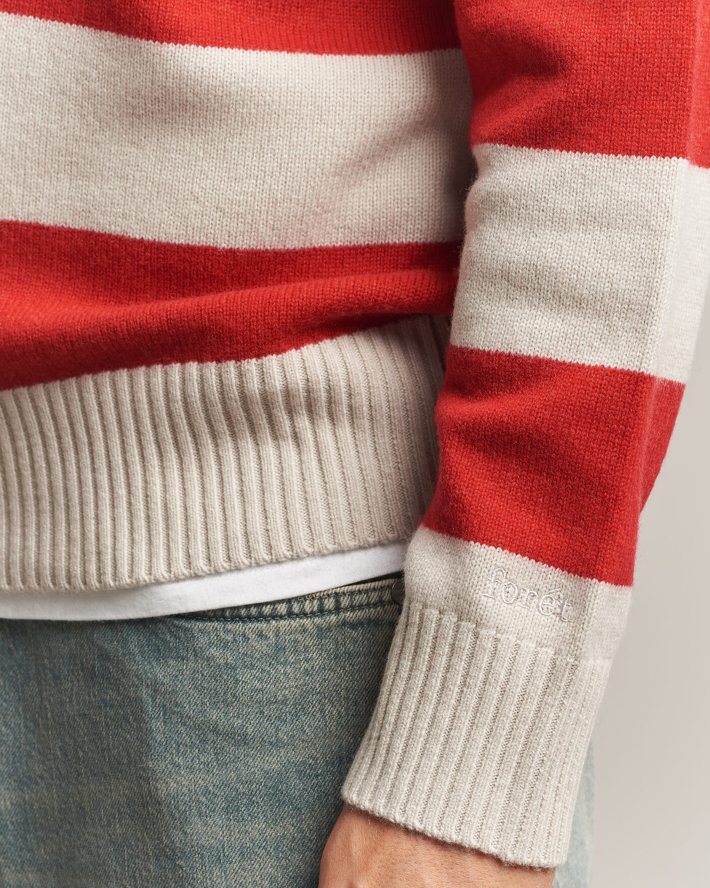 Hombres | Jerséis y prendas de punto | Forét | Frost Stripe Knit Polo Red