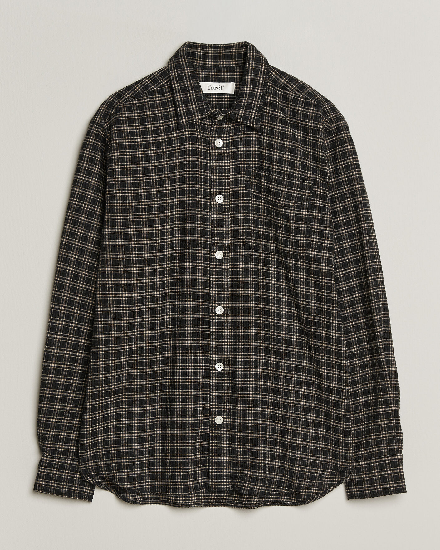 Hombres | Camisas | Forét | Form Regular Fit Italian Check Shirt Black