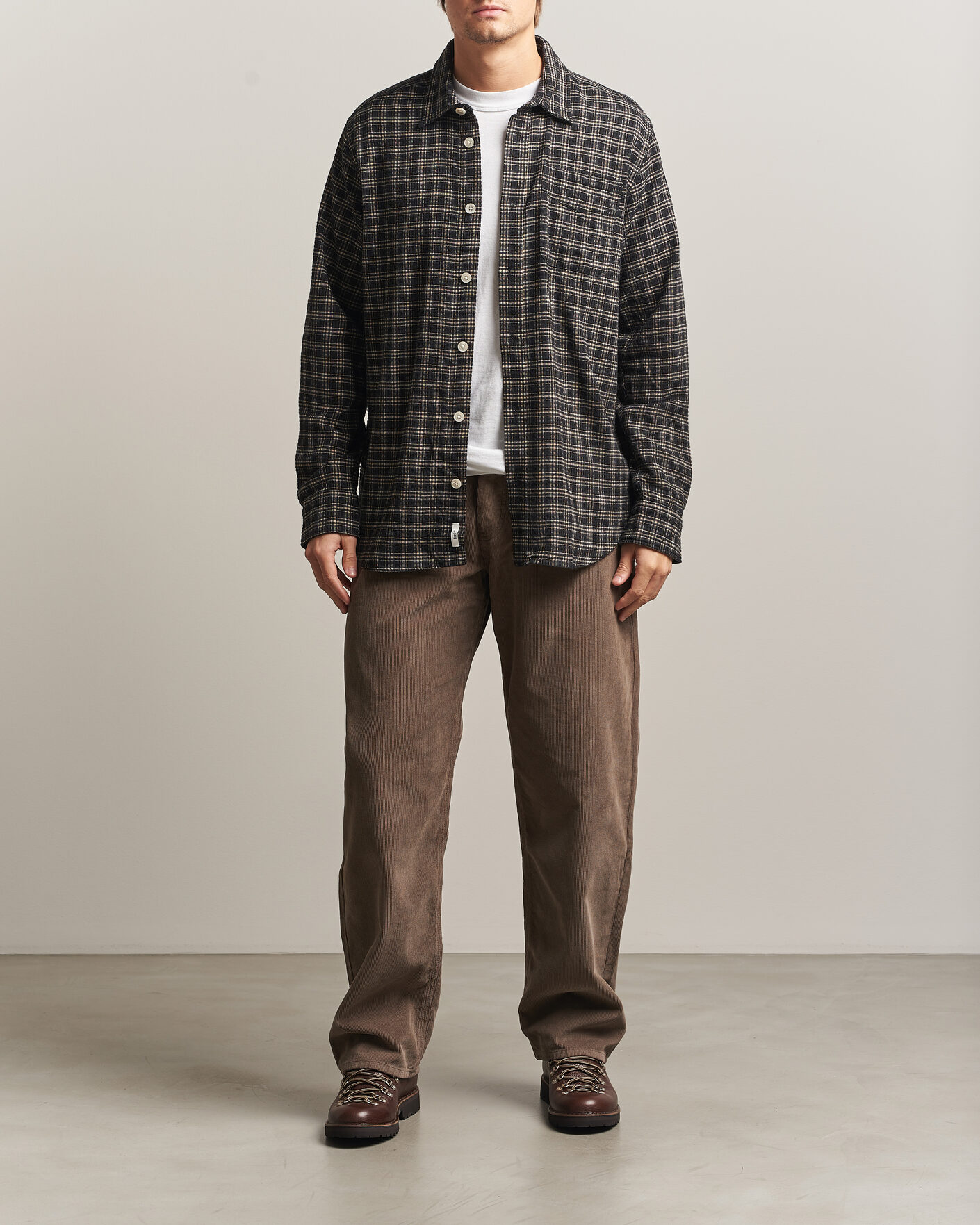 Hombres | Camisas | Forét | Form Regular Fit Italian Check Shirt Black