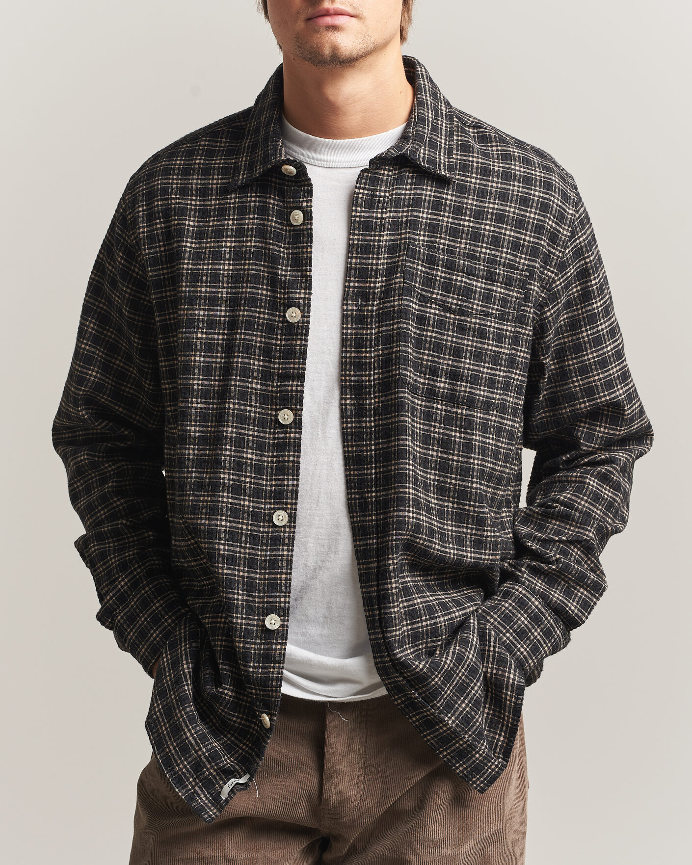 Hombres | Camisas | Forét | Form Regular Fit Italian Check Shirt Black