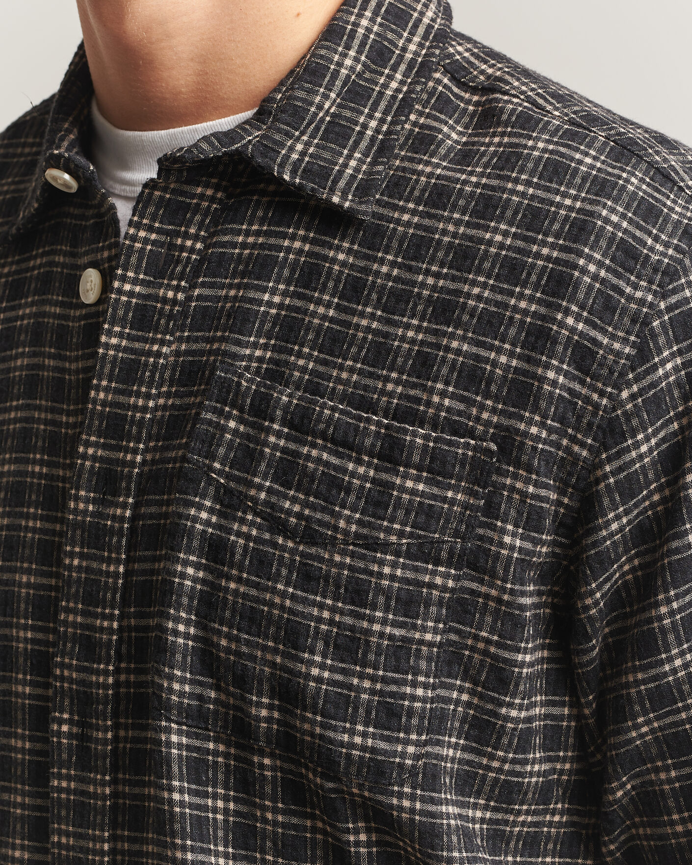 Hombres | Camisas | Forét | Form Regular Fit Italian Check Shirt Black