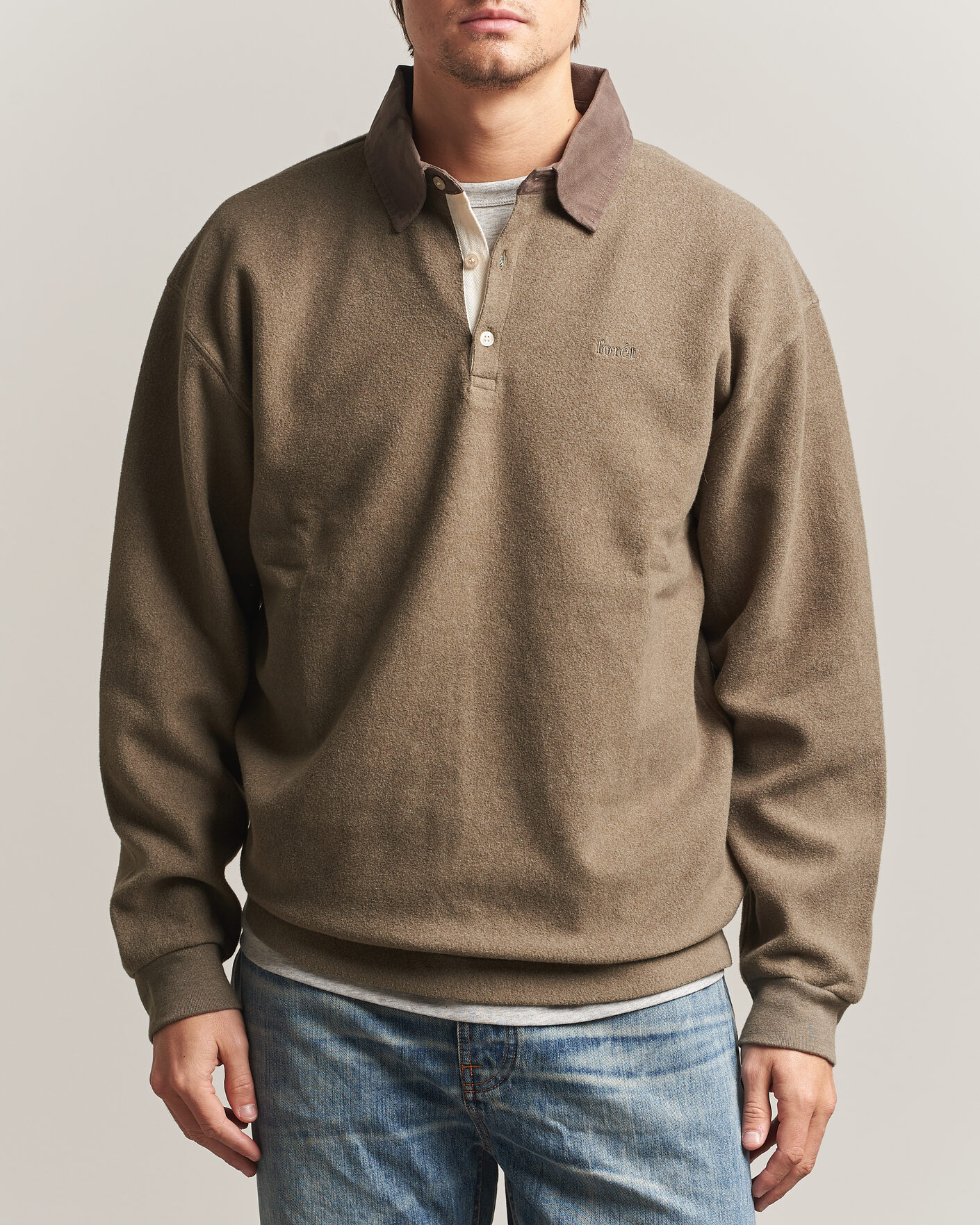 Hombres | Jerséis y prendas de punto | Forét | Herb Brushed Rugby Washed Brown