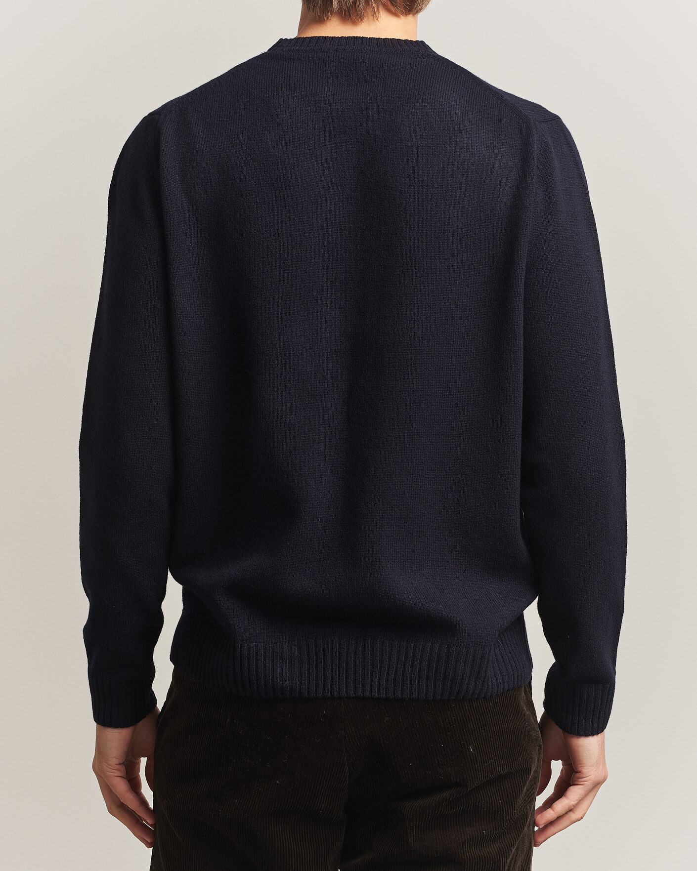 Hombres | Jerséis y prendas de punto | Stenströms | Knitted Lambswool Crew Neck Dark Navy
