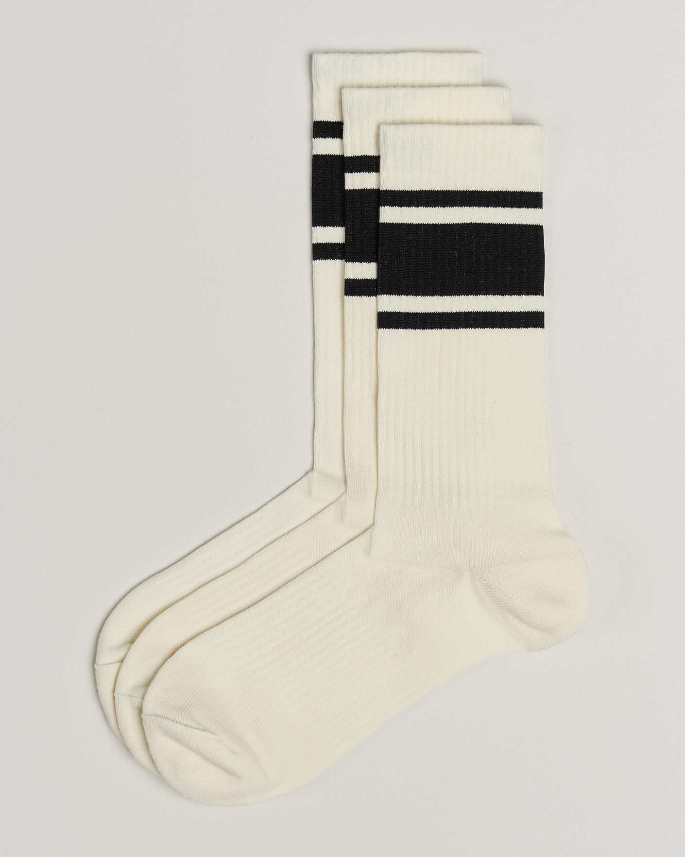 Hombres | Ropa interior y calcetines | Sweyd | 3-Pack Triple Stripe Cotton Socks White/Black