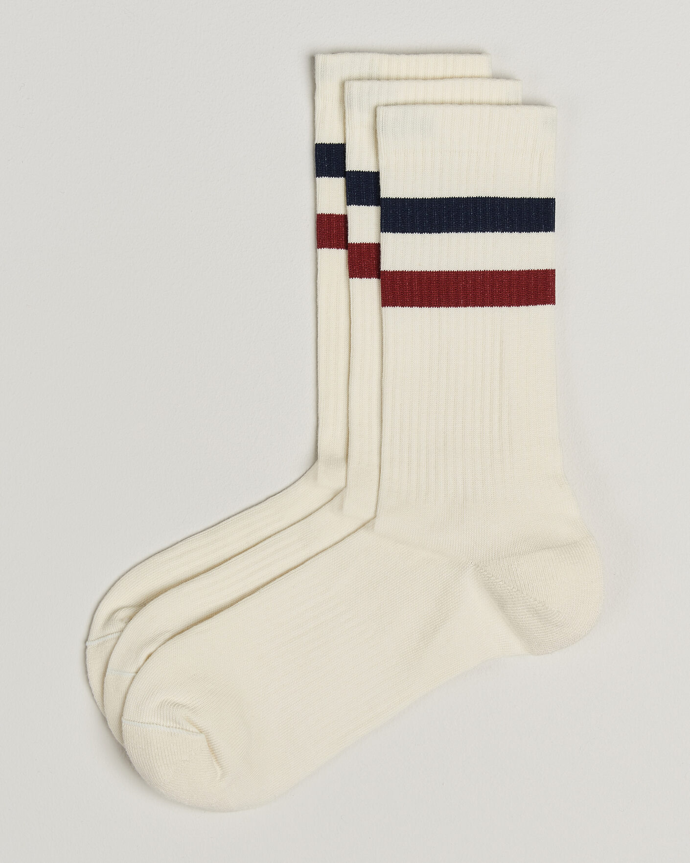 Hombres | Ropa interior y calcetines | Sweyd | 3-Pack Two Stripe Cotton Socks Navy/Red/White