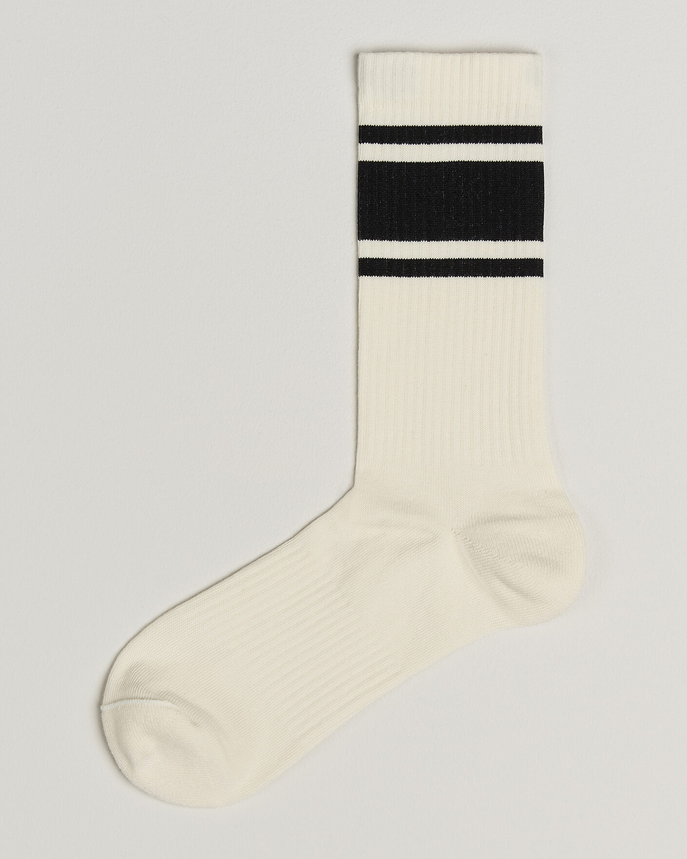 Hombres | Ropa interior y calcetines | Sweyd | Triple Stripe Cotton Socks White/Black