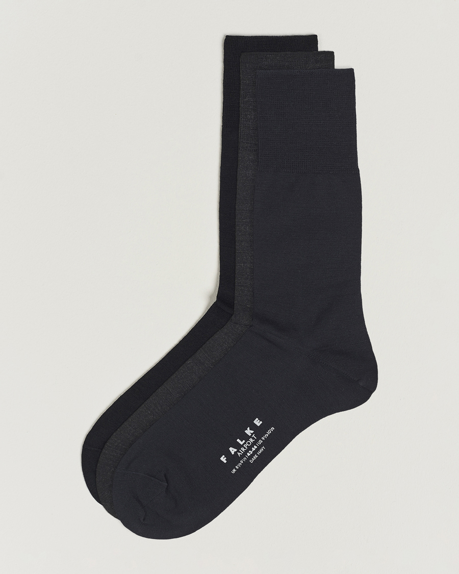 Hombres | Ropa interior y calcetines | Falke | 3-Pack Airport Socks Dark Navy/Black/Anthracite