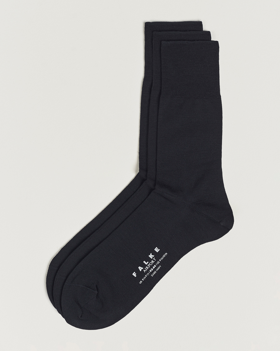 Hombres | Ropa interior y calcetines | Falke | 3-Pack Airport Socks Dark Navy