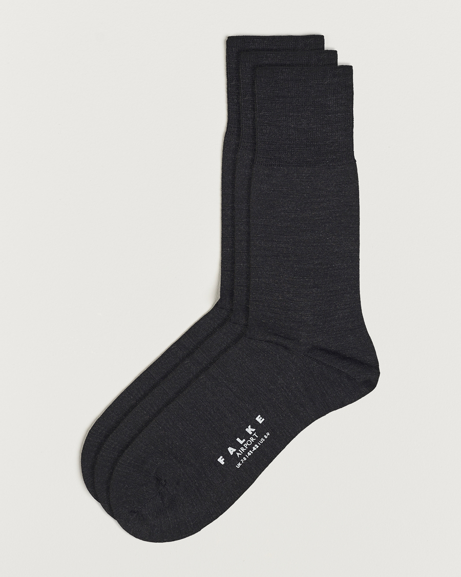 Hombres | Ropa interior y calcetines | Falke | 3-pack Airport Socks Anthracite Melange