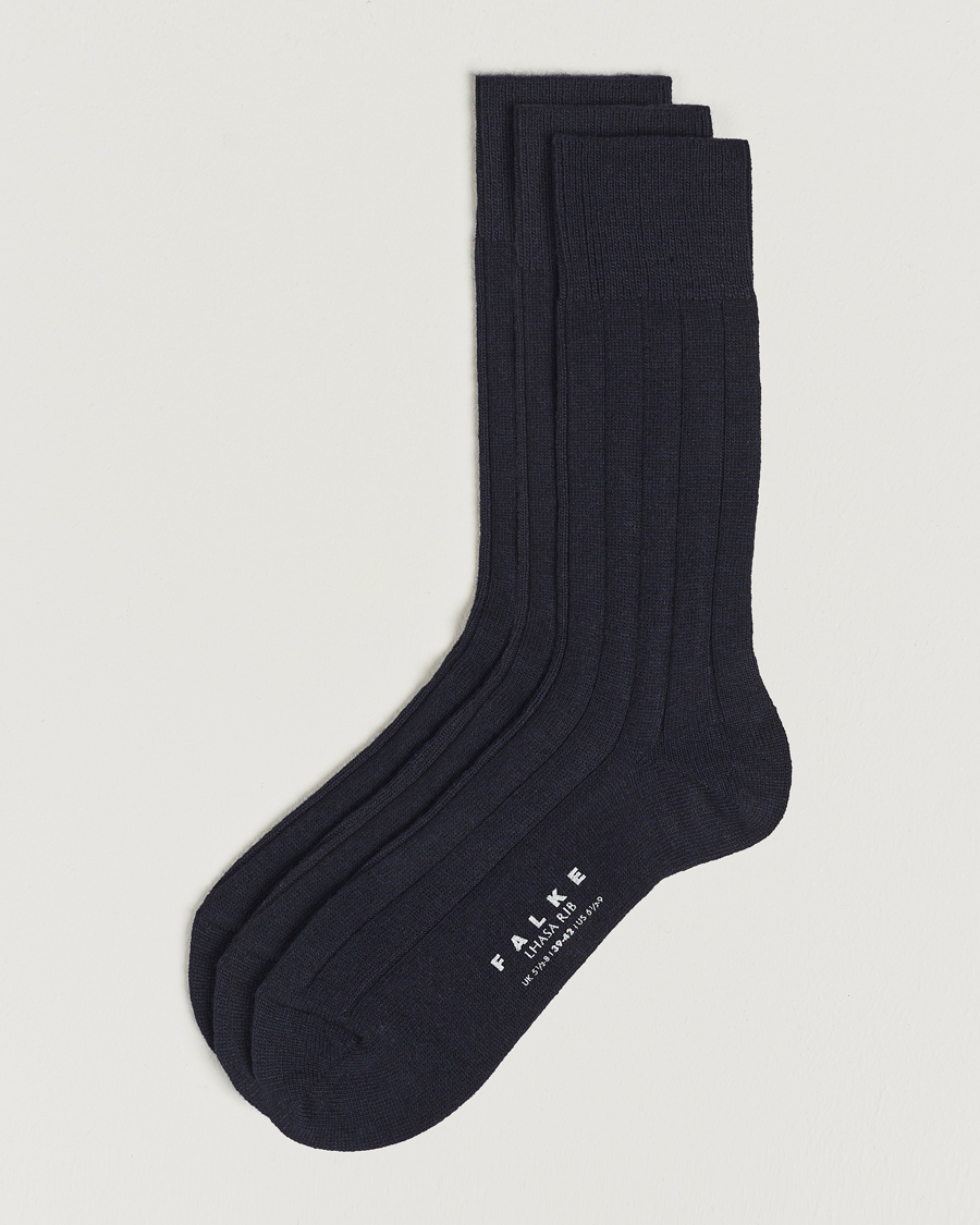 Hombres | Ropa interior y calcetines | Falke | 3-Pack Lhasa Cashmere Socks Dark Navy