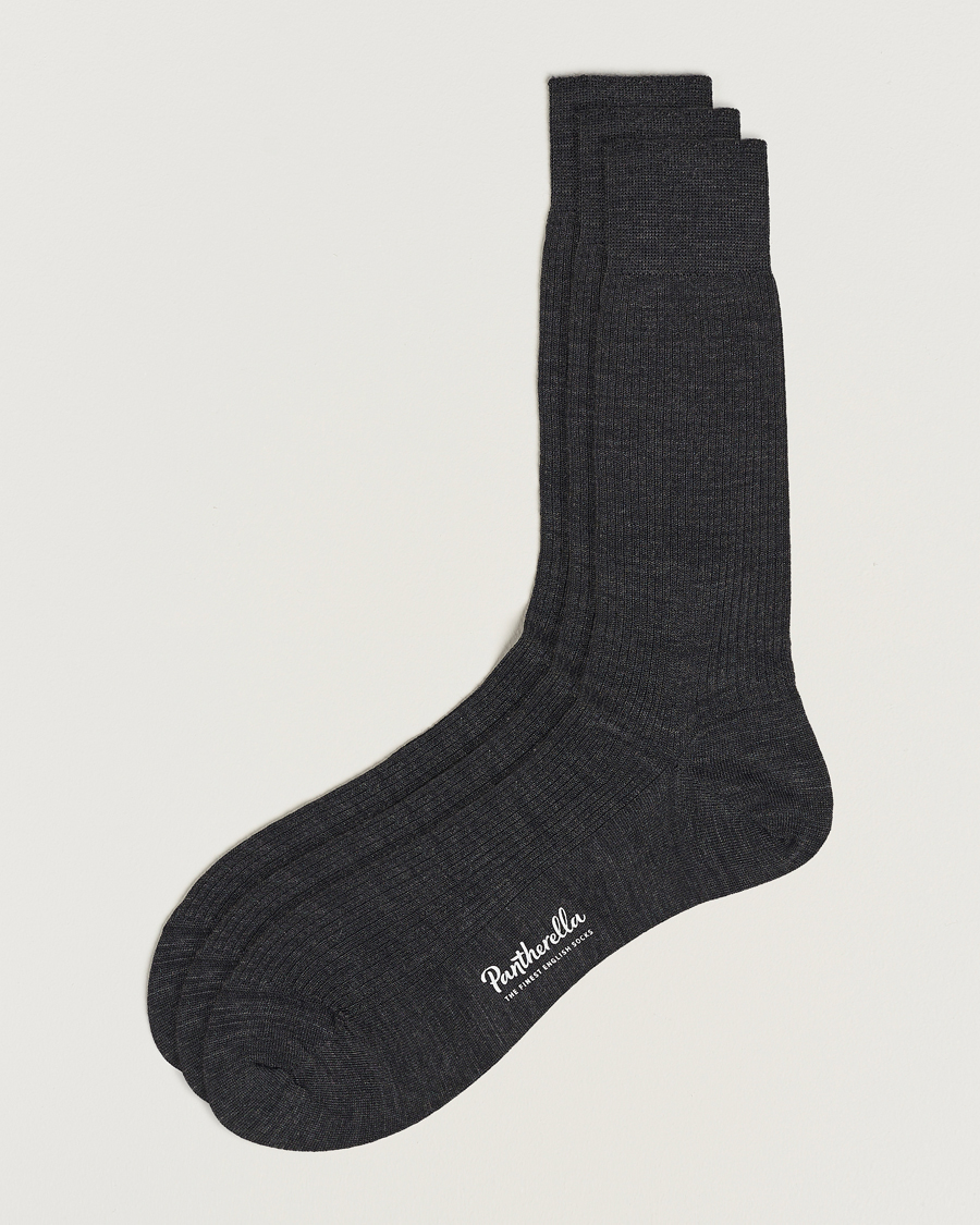 Hombres | Ropa interior y calcetines | Pantherella | 3-Pack Naish Merino/Nylon Sock Charcoal