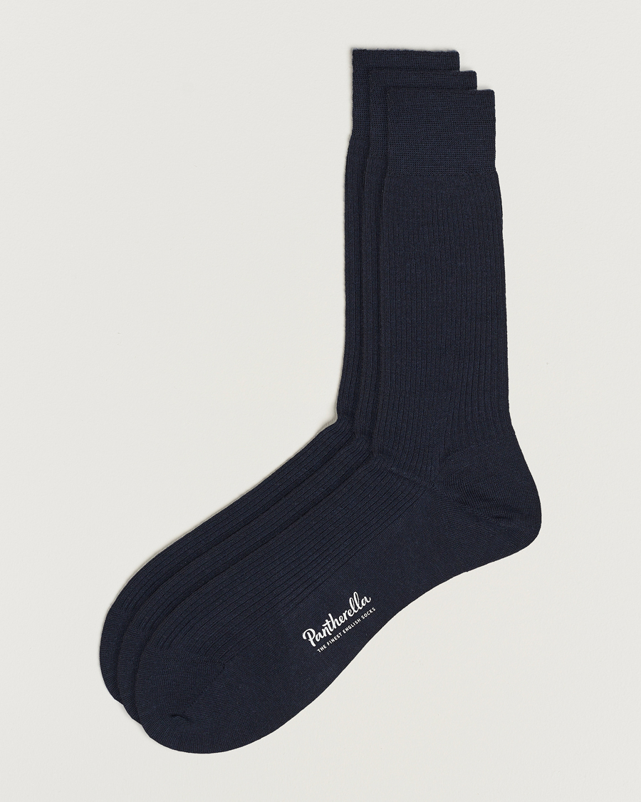 Hombres | Ropa interior y calcetines | Pantherella | 3-Pack Naish Merino/Nylon Sock Navy