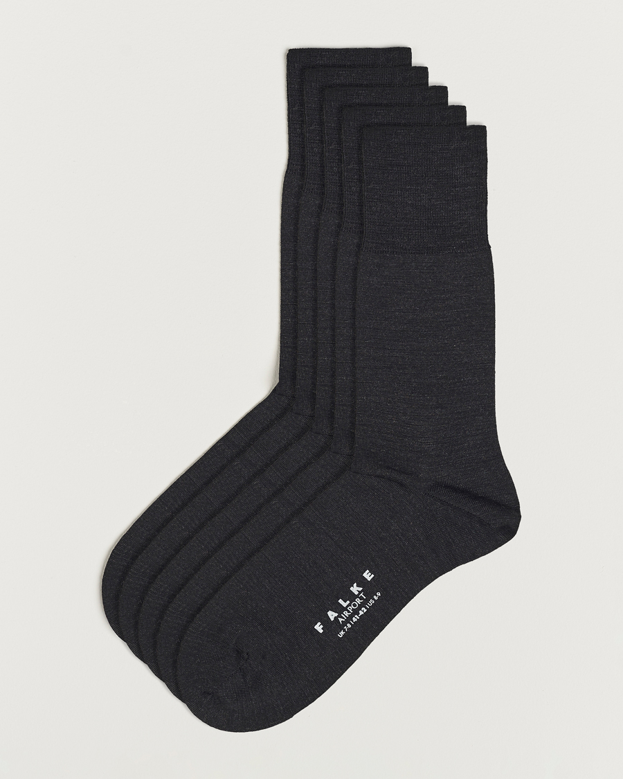 Hombres | Ropa interior y calcetines | Falke | 5-Pack Airport Socks Anthracite Melange