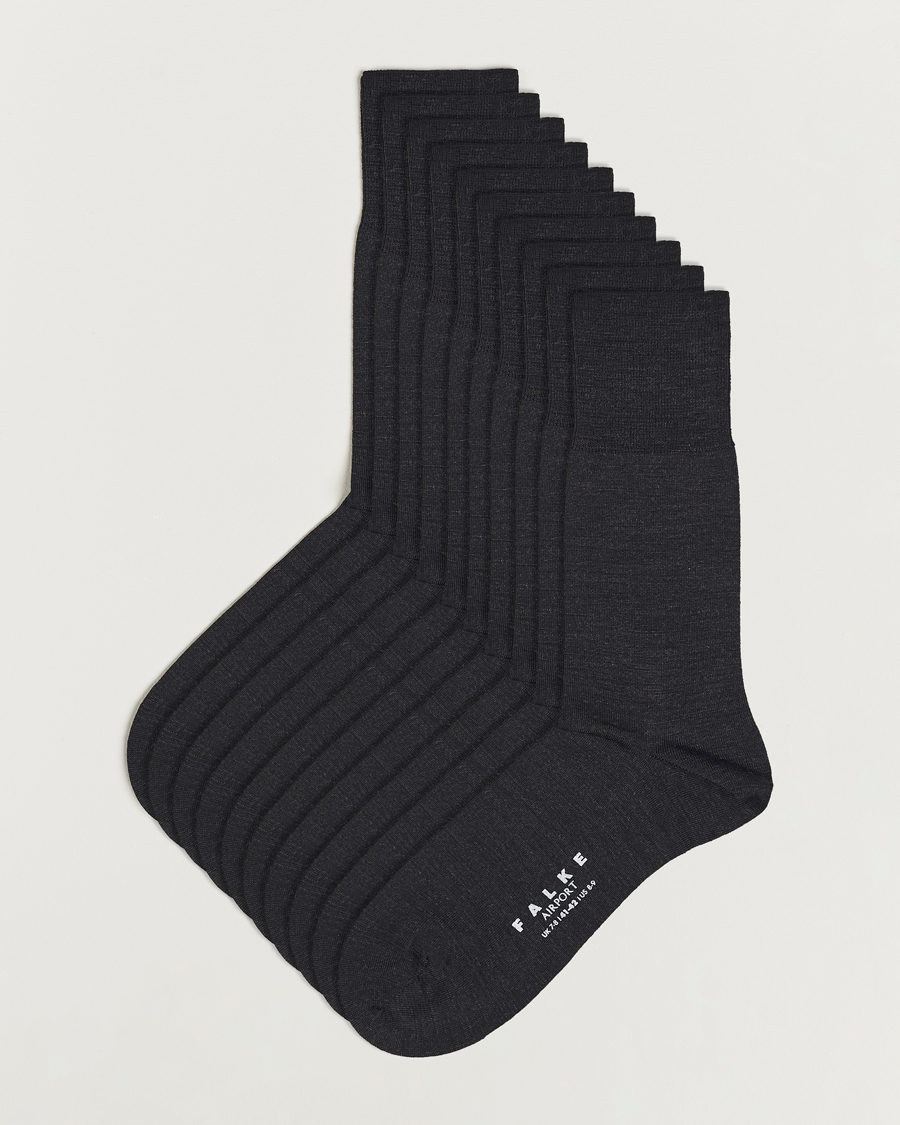 Hombres | Ropa interior y calcetines | Falke | 10-Pack Airport Socks Anthracite Melange