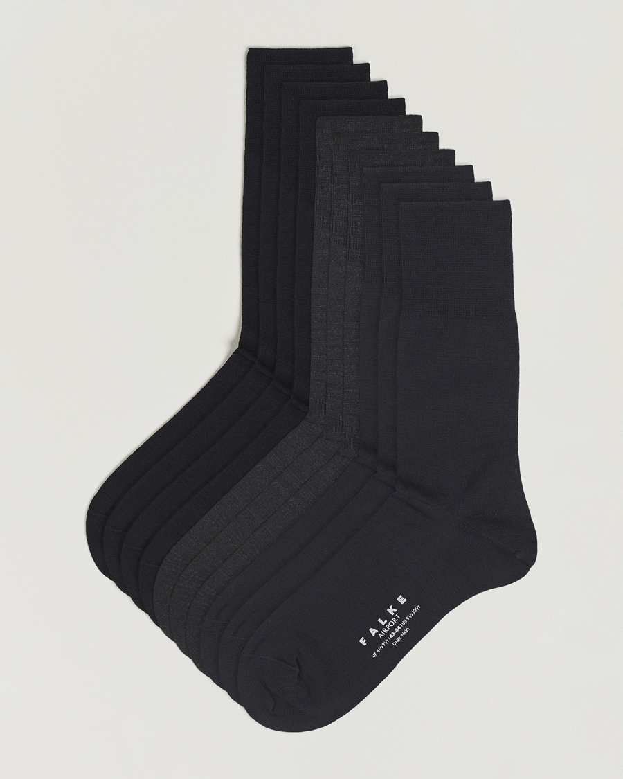 Hombres | Ropa interior y calcetines | Falke | 10-Pack Airport Socks Black/Dark Navy/Anthracite Melange