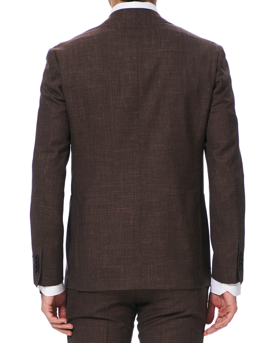 Hombres | Trajes | Canali | Wool/Linen Patch Pocket Suit Dark Brown