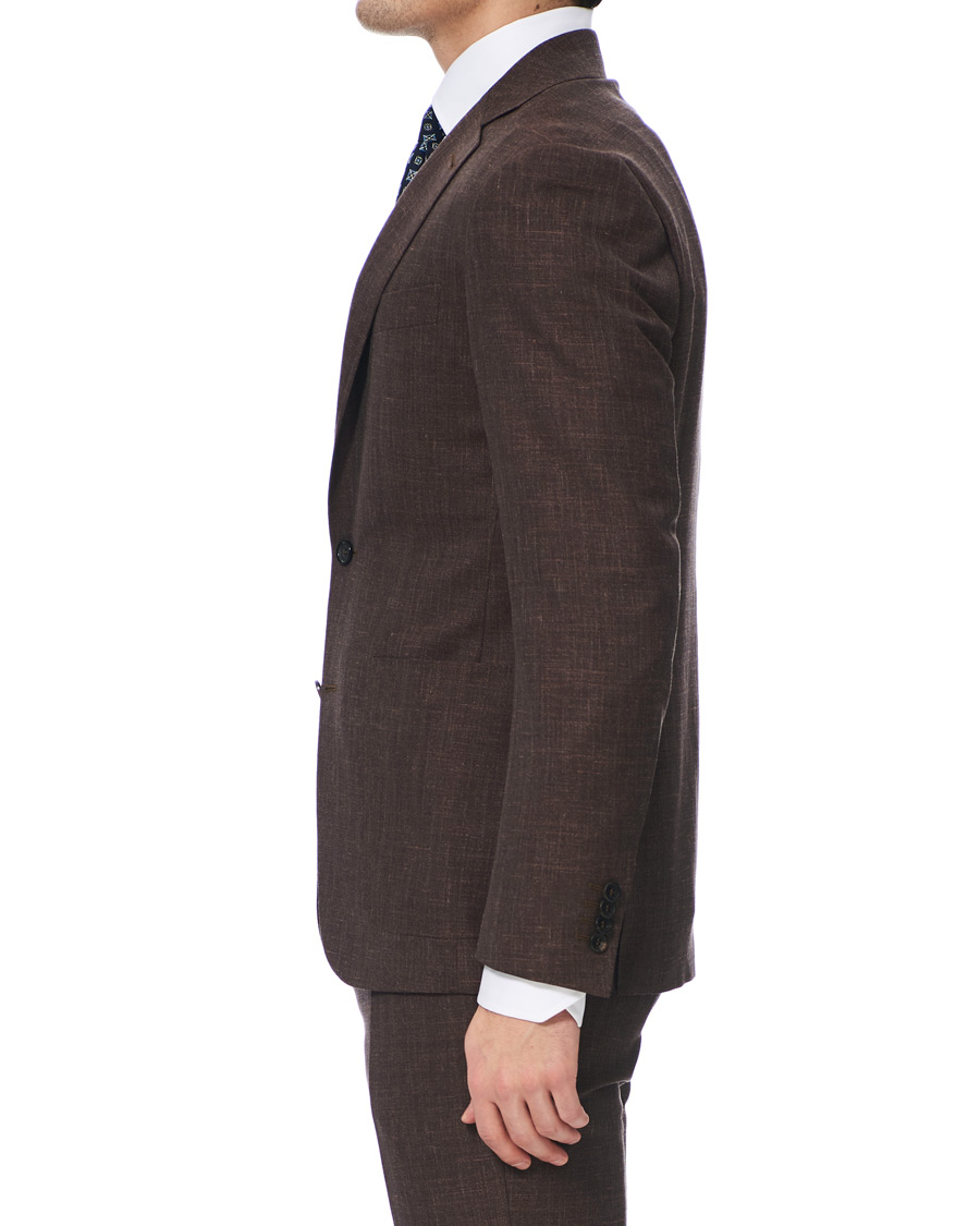 Hombres | Trajes | Canali | Wool/Linen Patch Pocket Suit Dark Brown