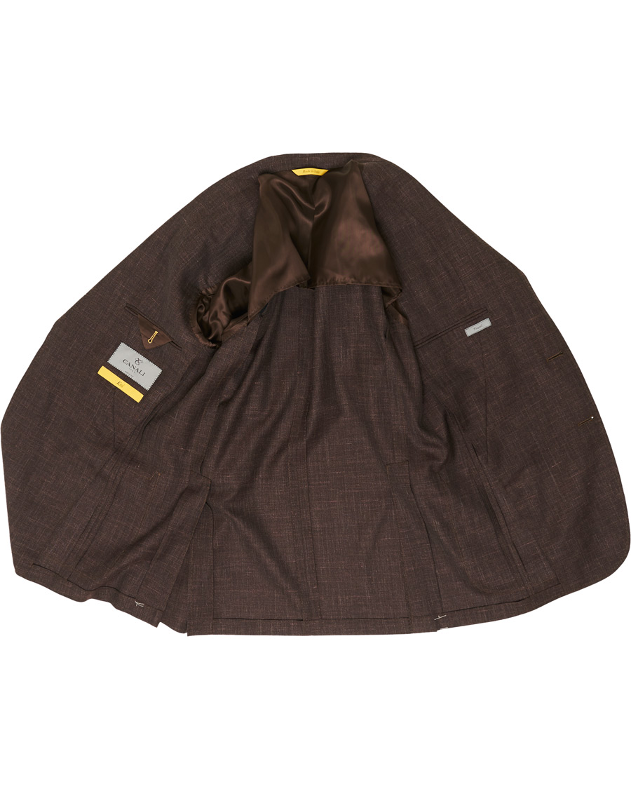Hombres | Trajes | Canali | Wool/Linen Patch Pocket Suit Dark Brown