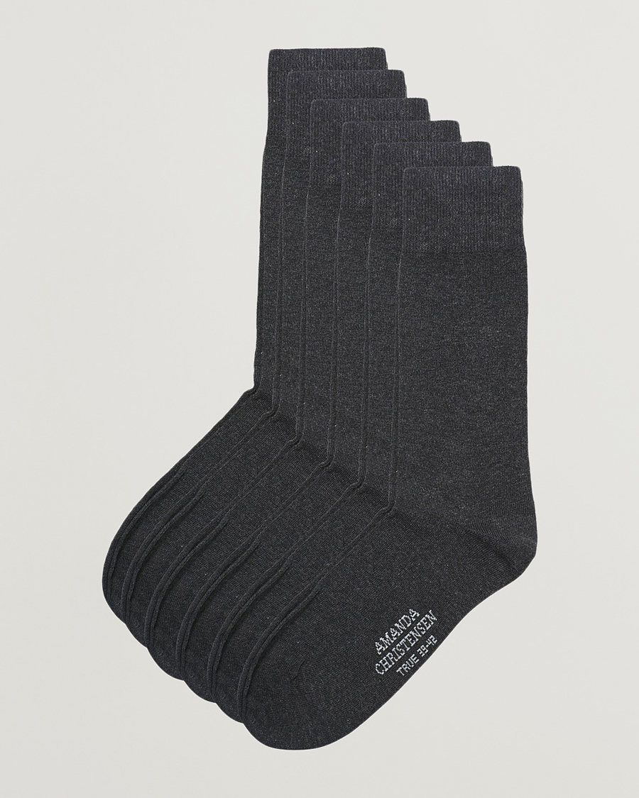 Hombres | Ropa interior y calcetines | Amanda Christensen | 6-Pack True Cotton Socks Antrachite Melange