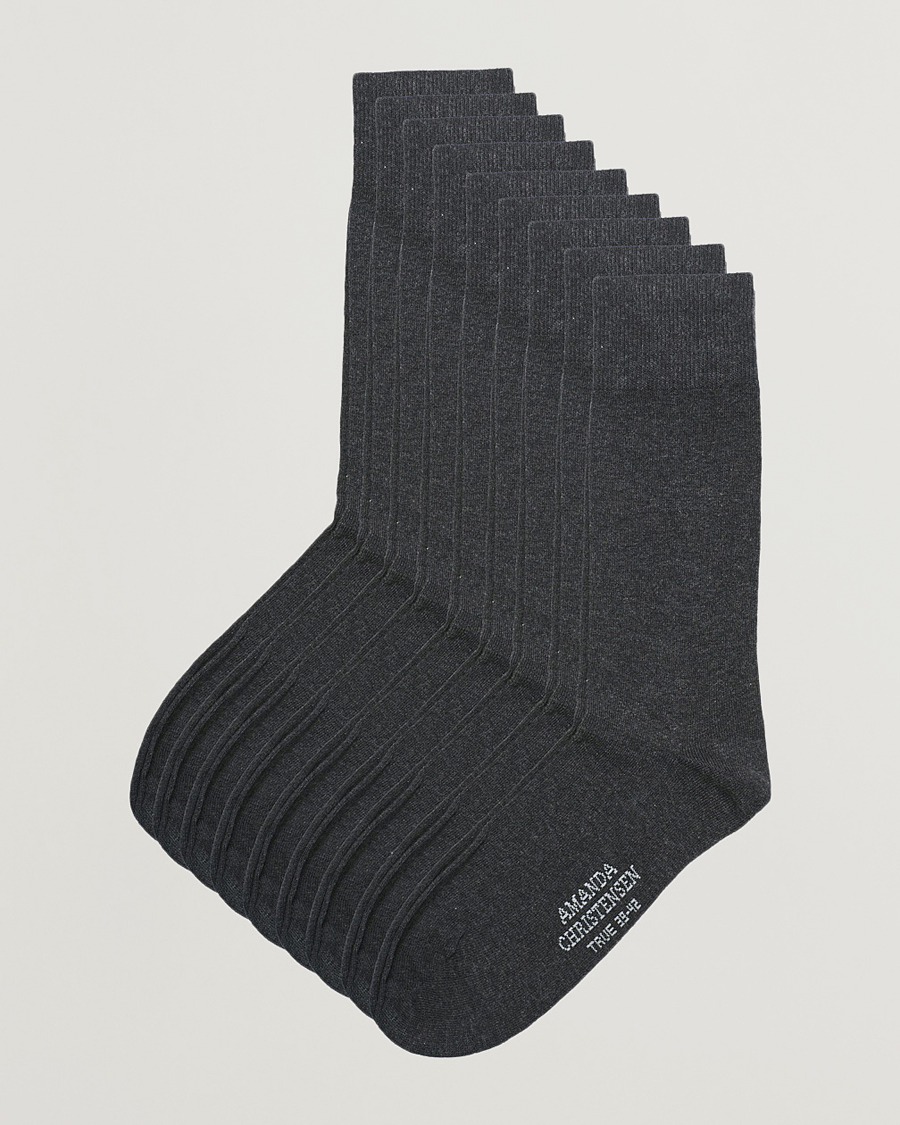 Hombres | Ropa interior y calcetines | Amanda Christensen | 9-Pack True Cotton Socks Antrachite Melange