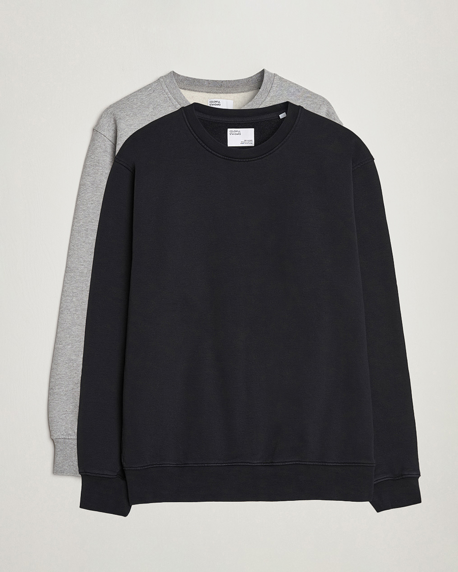 Hombres | Jerséis y prendas de punto | Colorful Standard | 2-Pack Classic Organic Crew Neck Sweat Heather Grey/Deep Black