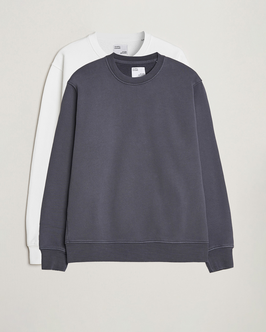 Hombres | Jerséis y prendas de punto | Colorful Standard | 2-Pack Classic Organic Crew Neck Sweat Lava Grey/Optical White