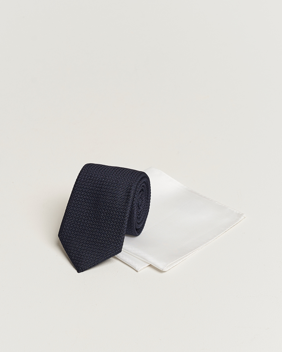 Hombres | Corbatas | Amanda Christensen | Set Tie Navy & Handkercheif White