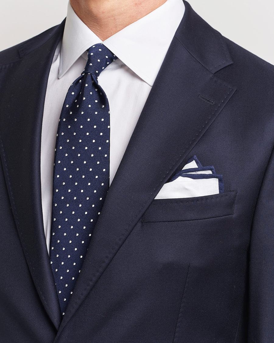 Hombres | Corbatas | Amanda Christensen | Set Tie & Pocket Square Navy/White