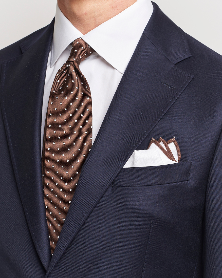 Hombres | Corbatas | Amanda Christensen | Set Tie & Pocket Square Brown/White