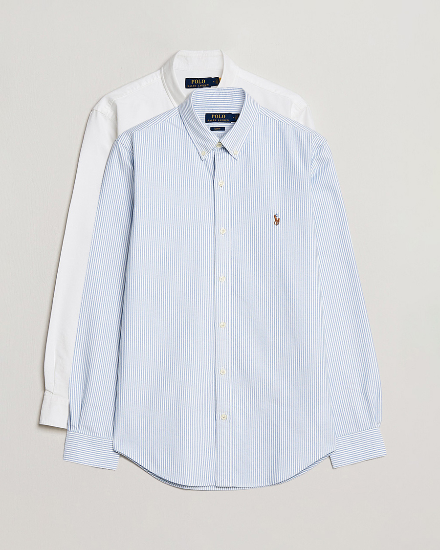 Hombres | Camisas | Polo Ralph Lauren | 2-Pack Slim Fit Shirt Oxford White/Stripes Blue