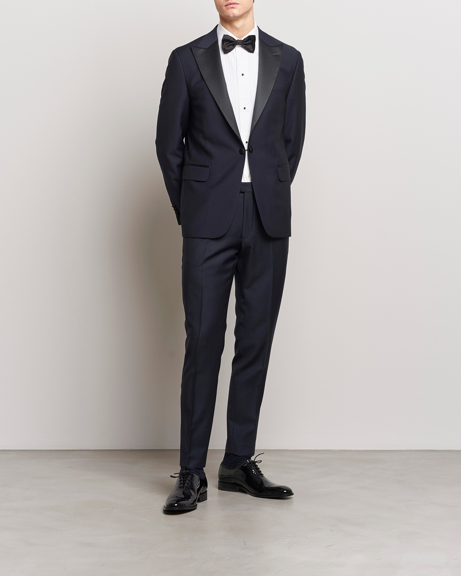 Hombres | Chaquetas de esmoquin | Oscar Jacobson | Frampton Wool Tuxedo Suit Navy
