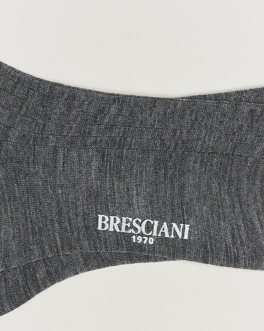 Hombres | Ropa interior y calcetines | Bresciani | 3-pack Wool/Nylon Ribbed Short Socks Medium Grey