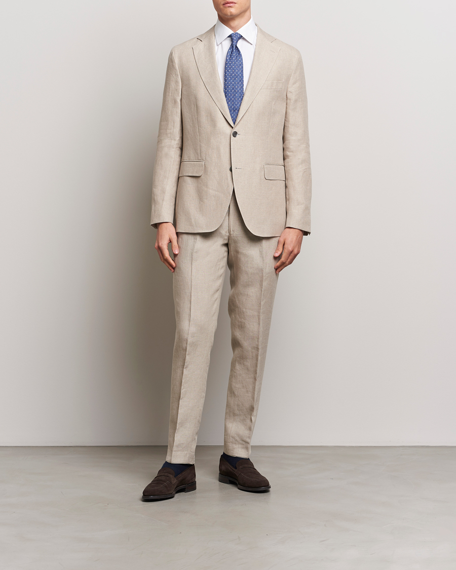 Hombres |  | Oscar Jacobson | Fogerty Linen Suit Beige